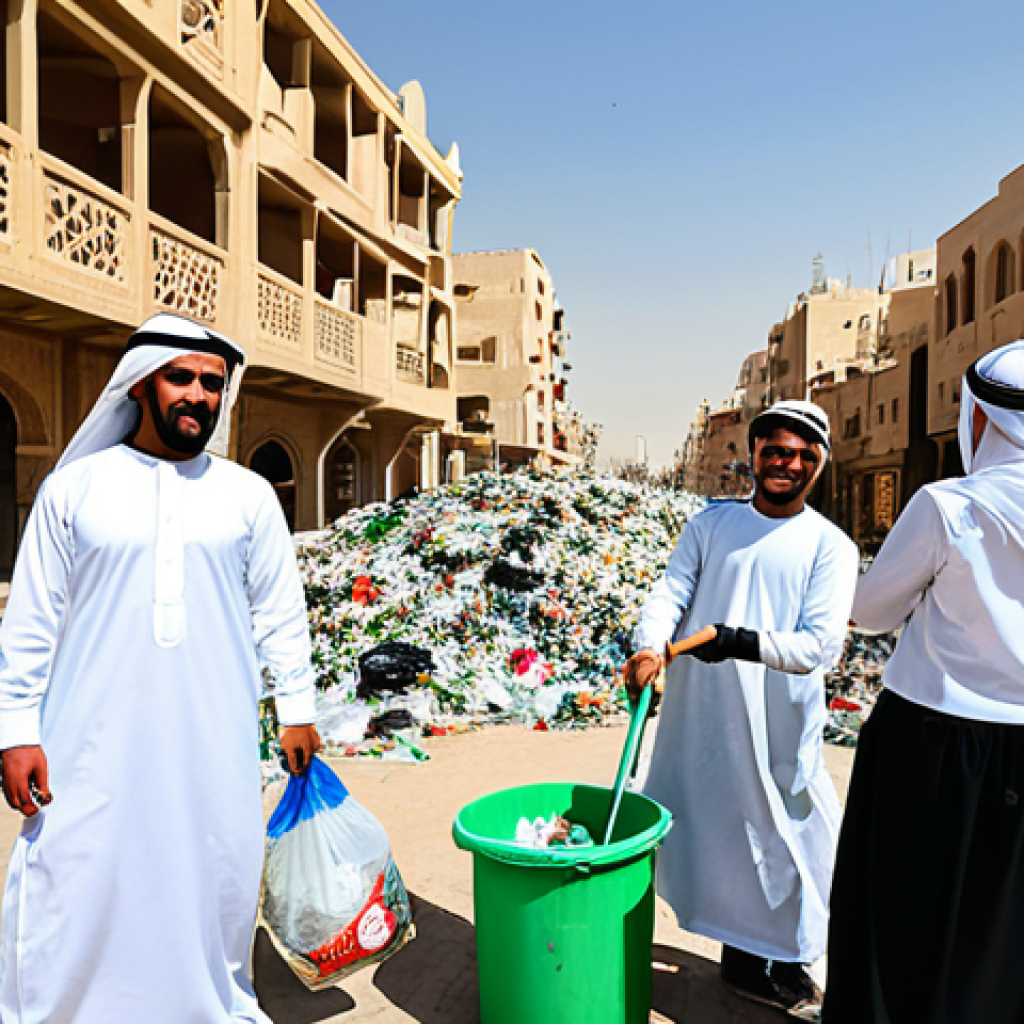 기후 변화의 청년 운동과 사회적 영향 - **Image Prompt: Arab Youth Leading Community Clean-up and Recycling Initiative**
    "A vibrant grou...