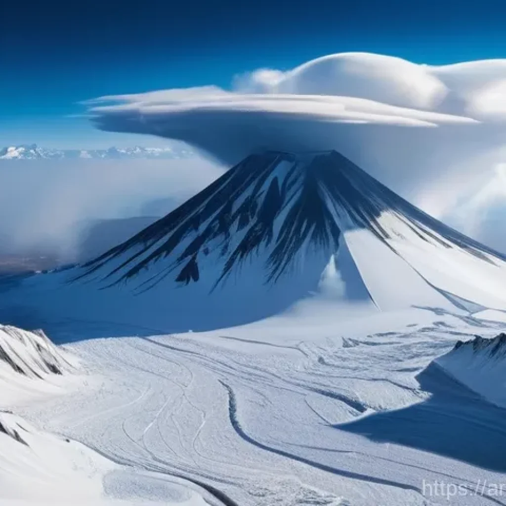 기후 변화의 역사적 관점 분석 - **Prompt 1: Primordial Earth - Ice Age Volcanoes**
"A breathtaking panoramic view of Earth durin...