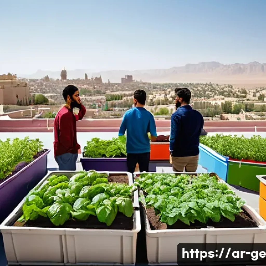 기후 변화 대응을 위한 커뮤니티 활동 - **Prompt:** A vibrant community rooftop garden flourishing atop a building in a bustling, sun-drench...